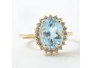 Victorian Style Floating Halo Blue Topaz Ring 