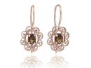 Rose Gold Openwork Victorian Style Tourmaline Earrings 