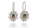 White Gold Openwork Victorian Style Tourmaline Earrings 