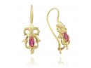 Victorian Style Bow Earrings with Pink Rubies