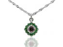 Rough Diamond & Emerald White Gold Pendant Necklace