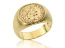 Massive Roman Coin Yellow Gold Signet Wedding Ring
