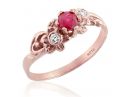 Rose Gold Art Nouveau Ruby & Diamond Ring