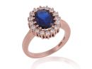Victorian Style Sapphire Rose Gold Halo Ring 