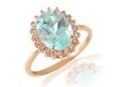 Victorian Style Floating Halo Blue Topaz Ring  Rose Gold