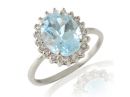 Victorian Style Floating Halo Blue Topaz Ring White Gold