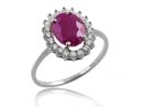 White Gold Victorian Style Floating Halo Ruby and Diamond Ring 