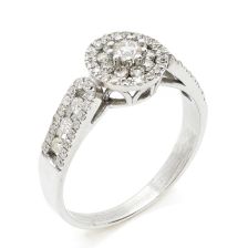Graduated Triple Pave Halo Exquisite Ring