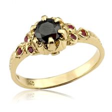 Angelina Art Nouveau Black Diamond 14k Ring