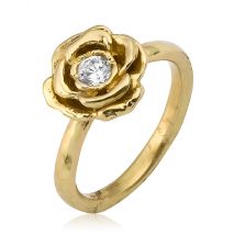 Rose Inspired Diamond Engagement Ring Yellow Gold
