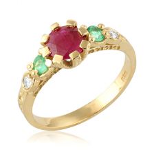 Yellow Gold Royal Vintage Ruby Ring 