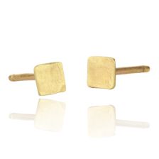 Delicate Square Hammered Stud Earrings