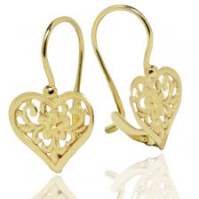  Art Nouveau Heart Flower Earrings