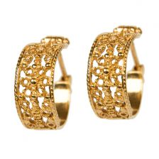 Filigree gold hoop earrings