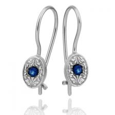 White Gold Oval Earrings with Sapphire