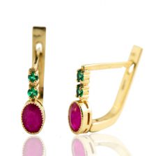 Fine Gemstone Ruby Earrings  14k Yellow Gold
