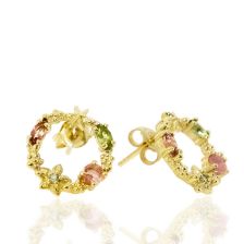 flowery Tourmaline Stud Earrings