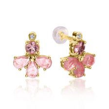 "Shlomit" Vintage Flower Gold Stud Earrings