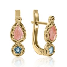 "Luz" Cherry Quartz and Blue Topaz Earrings