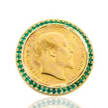 Emerald Gold Coin Ring