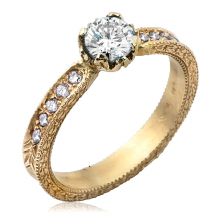 Diamond Pave Yellow Gold Engagement Ring
