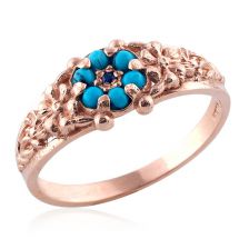 Antique Style Turquoise Ring with Sapphire