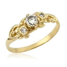 Art Nouveau Floral Gold Diamond Ring
