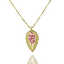 Yellow Gold and Ruby Drop Shape Pendant 