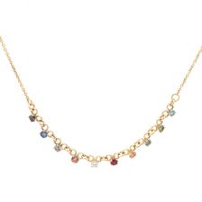 Multi Gemstone Diamond Necklace 14k