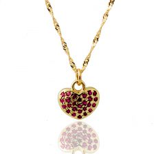 Decadent Puffed Pave Ruby Heart Pendant