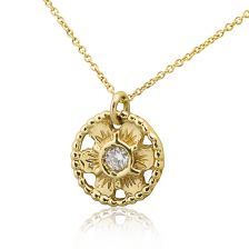 Antique Diamond Flower Pendant Necklace