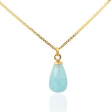 Aquamarine Bulb 14k Gold Necklace