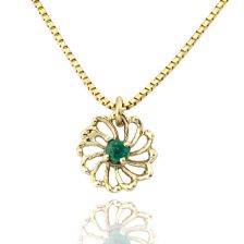 Swirling Gold Flower Emerald Pendant 