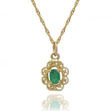 Yellow Gold Victorian Style Emerald Necklace  