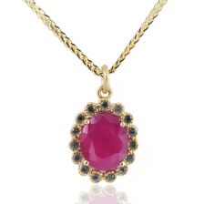 Victorian Style Ruby Halo Pendant