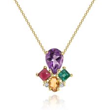 "Dvora" necklace set with a Variety of Gemstone Shapes