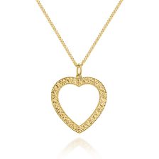 "Hod" Open Heart Gold Pendant Necklace with Unique Decorative Detailing