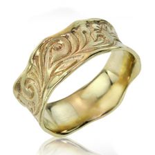 Art Nouveau Inspired Engraved Gold Band 