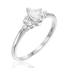 White gold Marquise Cut Side Stone Ring
