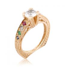 Colorful Victorian Openwork Gold Diamond Ring