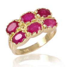 Double Crown Ruby Cocktail Ring 
