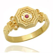 Yellow Gold Octagon Ruby Signet Ring