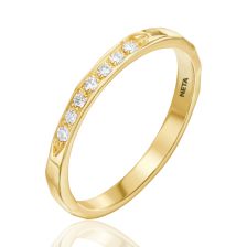 Yellow Gold Sparkling Diamond Channel Set Hammered Band