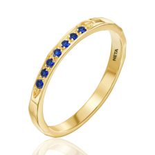 Yellow Gold Sparkling Sapphire Channel Set Hammered Band