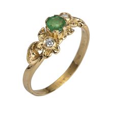 Art Nouveau Emerald & Diamond Ring