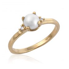 Classic Pearl & Diamond Gold Ring 