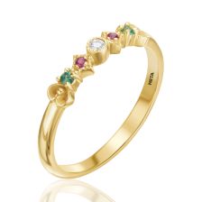 Decorated Delicate  Diamond, Ruby Emerald Ring 