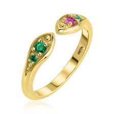 Double Ruby and Emerald Hobbits Inspired Open Ring