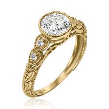 "Ziv" Vintage Inspired Diamond Ring with Ornate Gold Detailing
