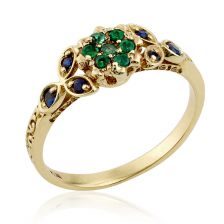 Floral Emerald Cluster Ring